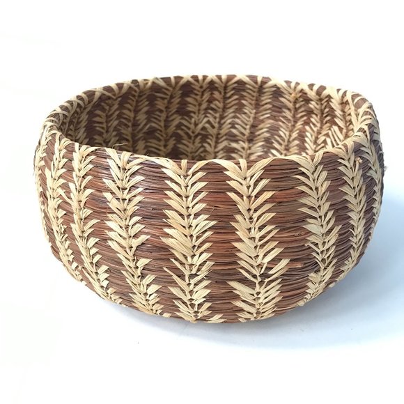 Accents Vintage Handmade Pine Needle And Straw Coiled Round Boho